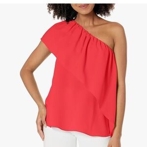 Trina Turk one shoulder as symmetrical ruffle blouse satisfied top